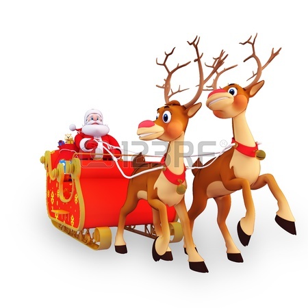 450x450 Illustration Of Santa Claus Riding His Sleigh Stock Photo, Picture