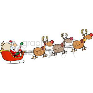 300x300 Royalty Free Santa In His Sleigh And His Reindeer 380551 Vector