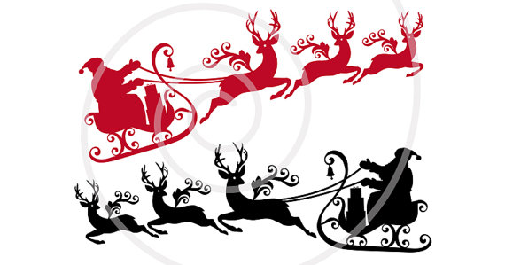 570x299 Santa Claus With Reindeer And His Sleigh Printable Christmas