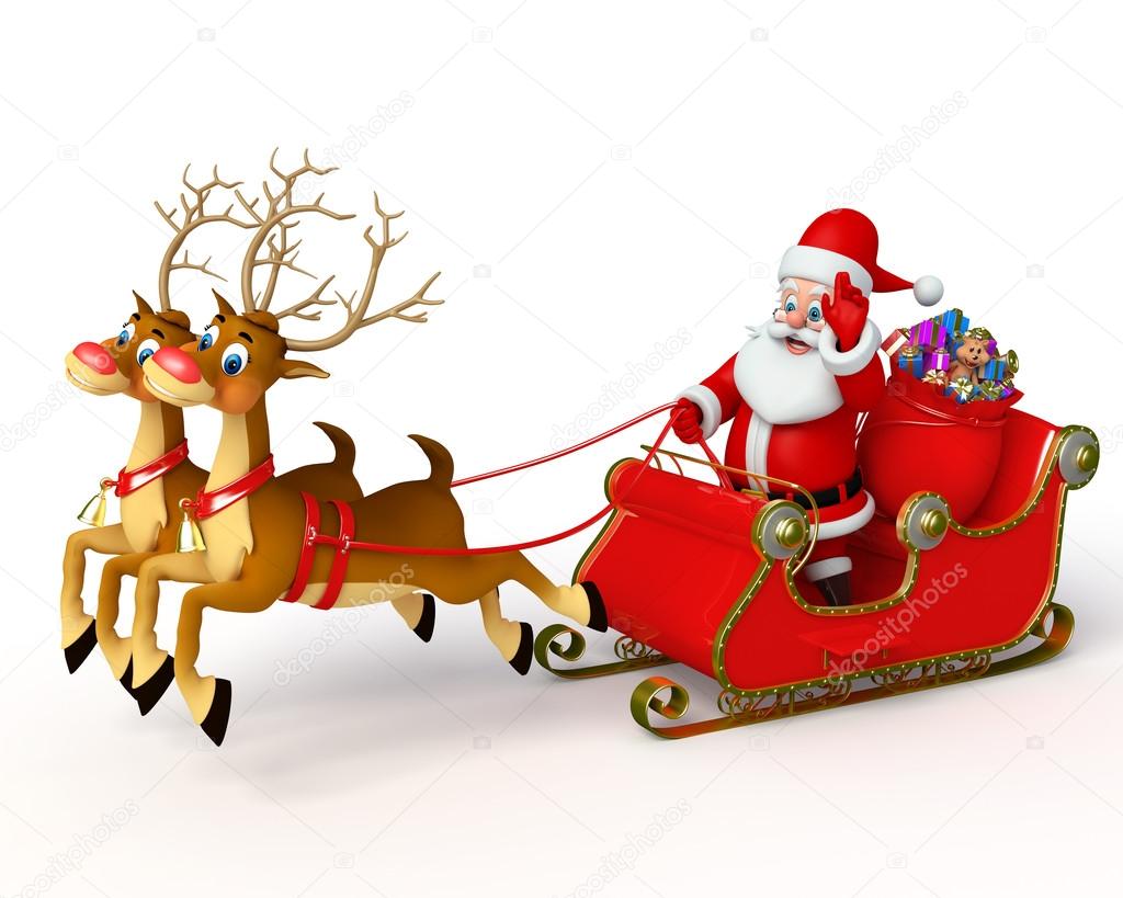 1024x819 Santa Claus With His Sleigh Stock Photo Pixdesign123