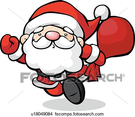 450x390 Drawings Of Santa Running With A Sack Of Gifts U18049084
