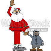 170x170 Clipart Of A Cartoon Christmas Santa Claus Cheering And Holding Up