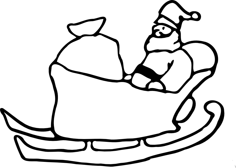 999x713 Santa Black And White Clipart