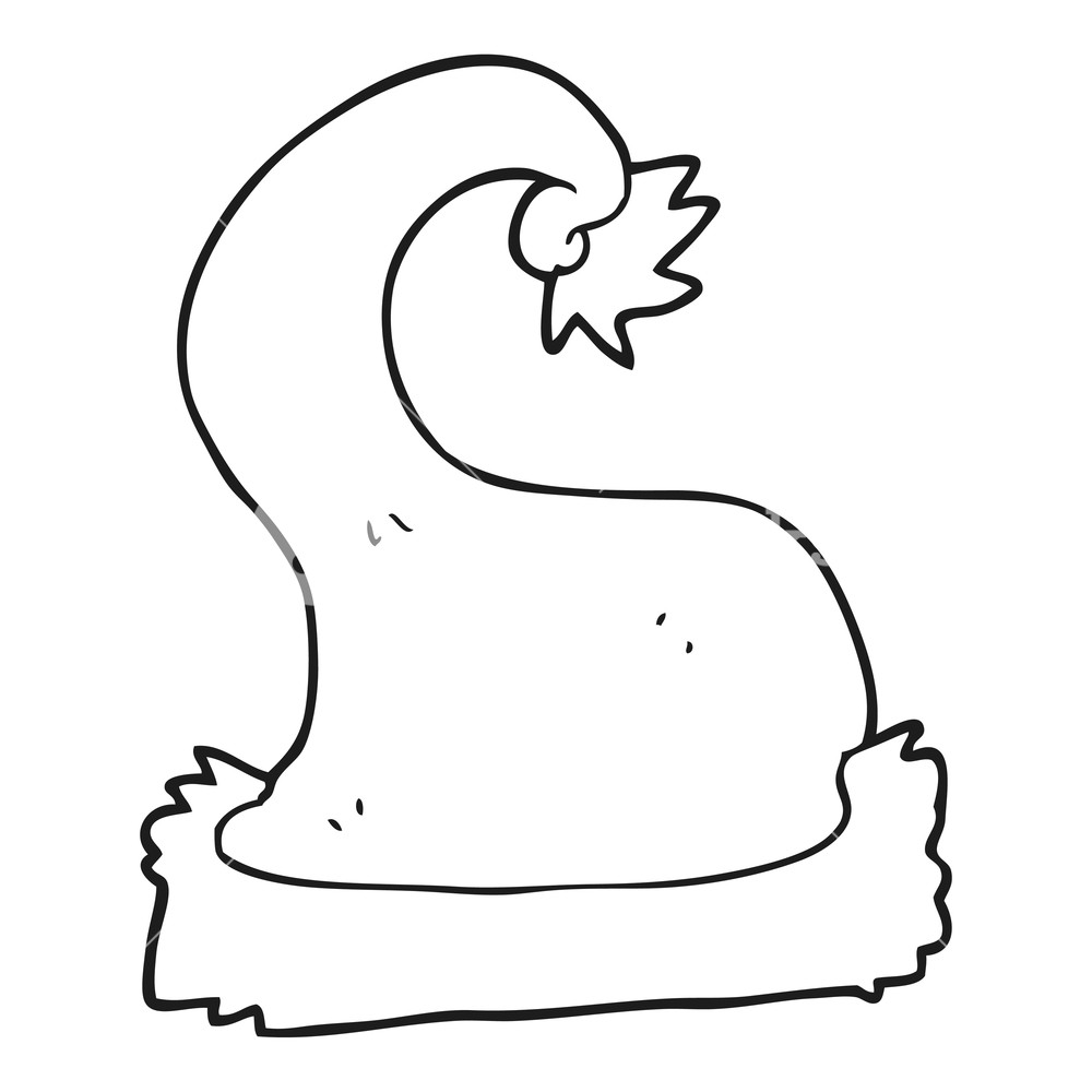 1000x1000 Freehand Drawn Black And White Cartoon Santa Claus Hat Royalty