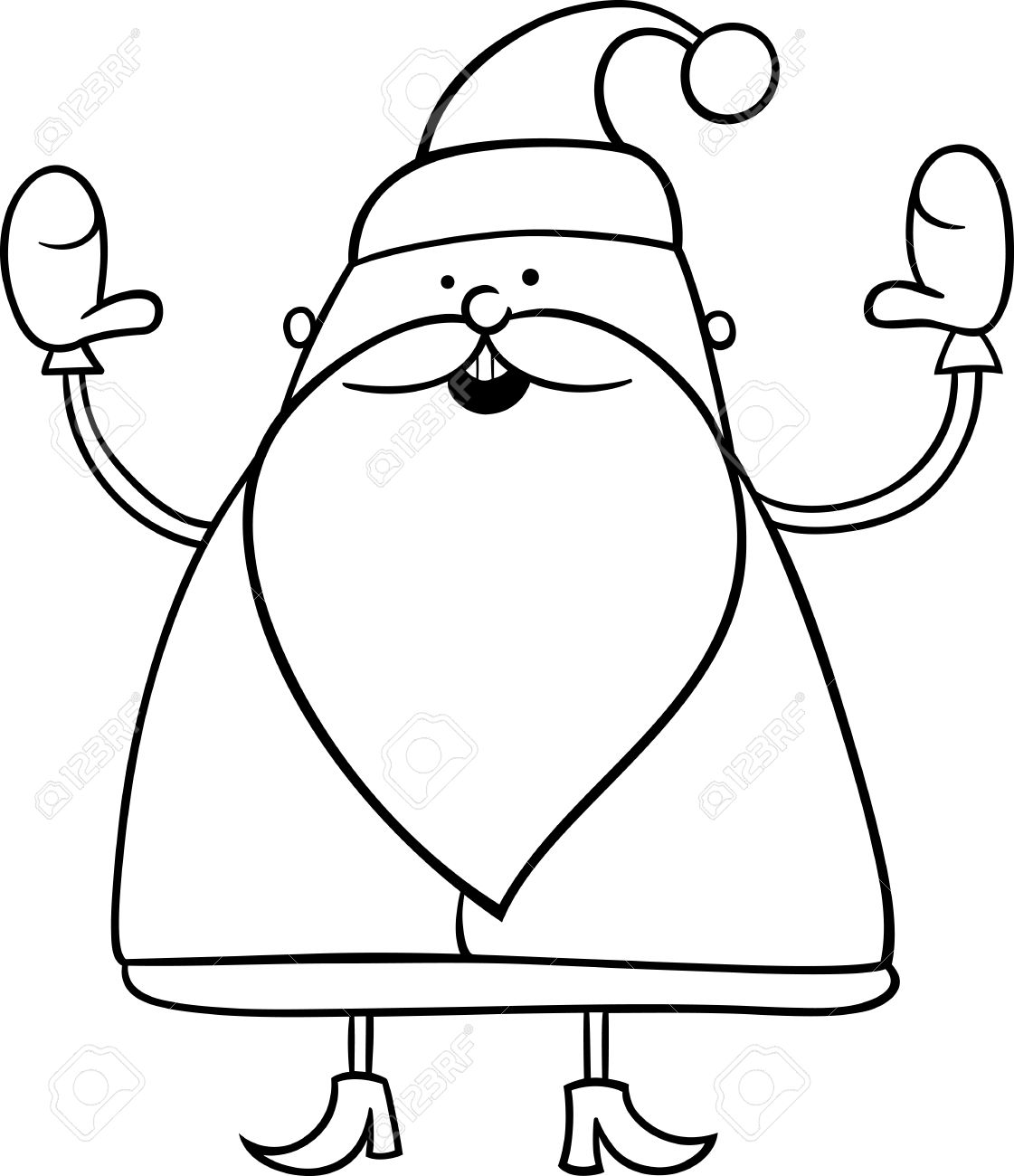 1121x1300 Black And White Cartoon Illustration Of Cute Santa Claus Christmas