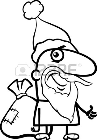 314x450 Black And White Cartoon Illustration Of Santa Claus Group