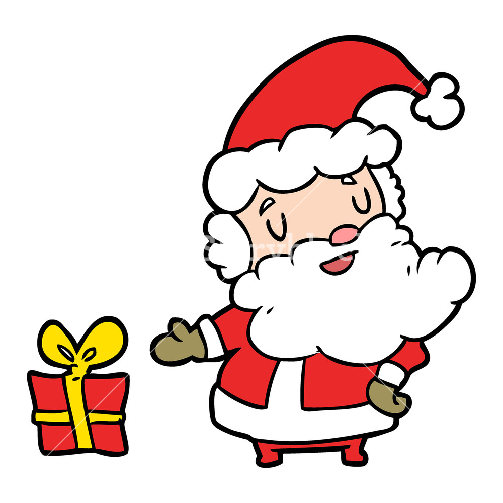 1000x1000 Cartoon Santa Claus With Present Royalty Free Stock Image