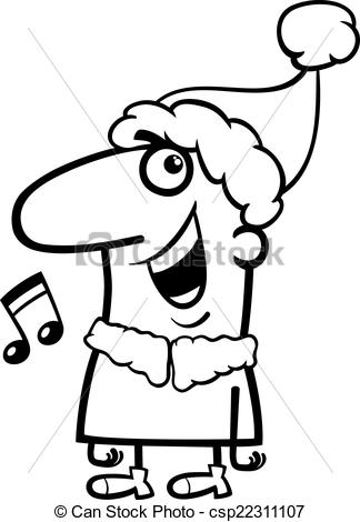 324x470 Black And White Singing Santa Clipart Free