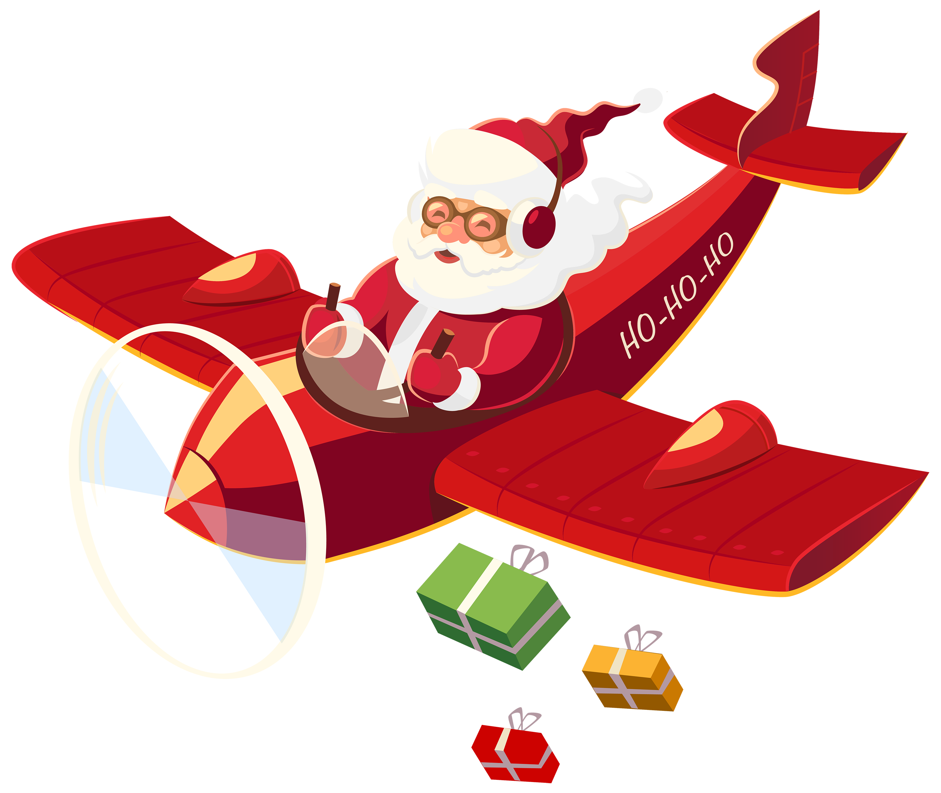 3000x2529 Santa Claus With Plane Png Clipart