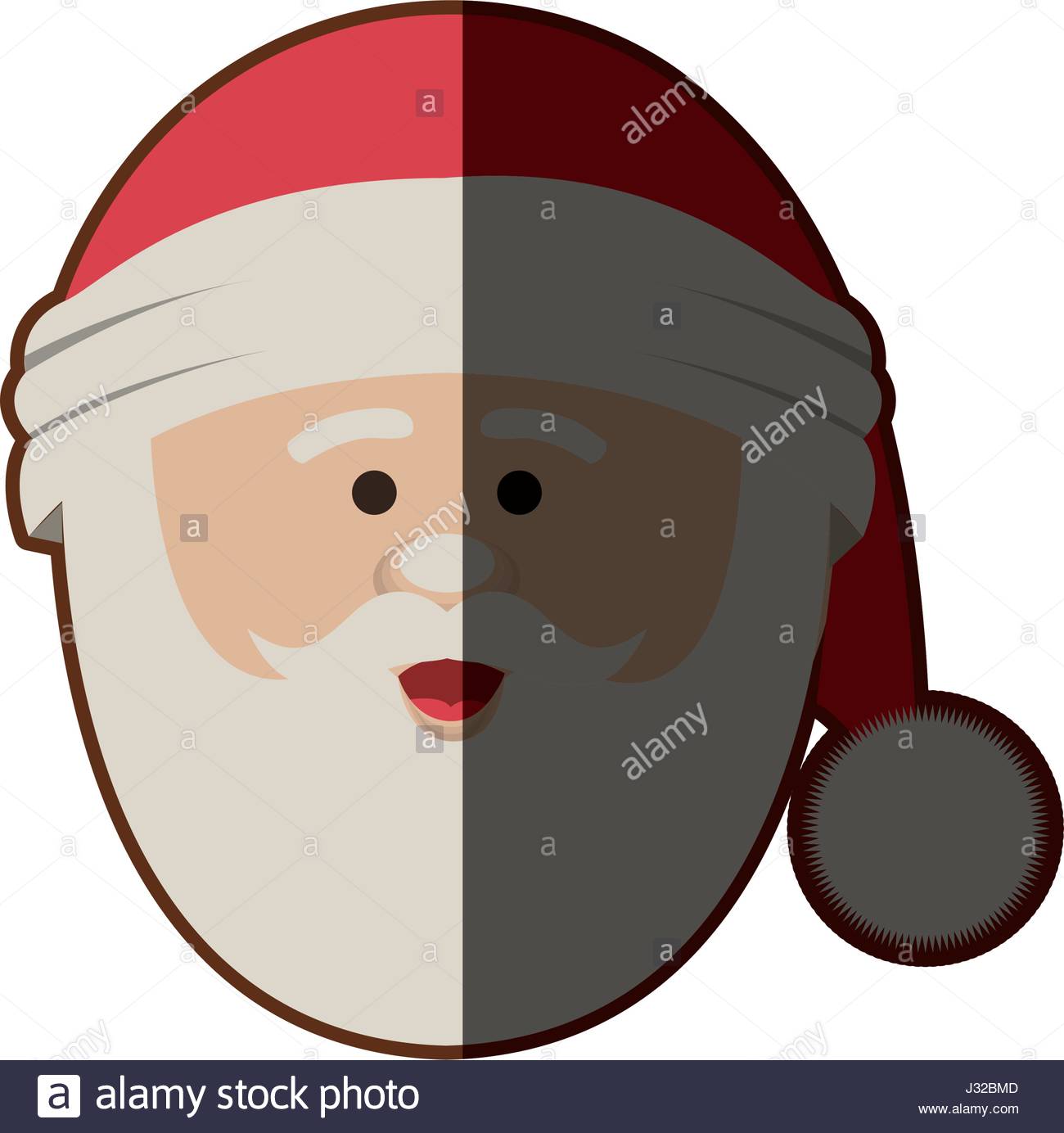 1300x1384 Silhouette Of Santa Claus Face With Christmas Hat And Half Shadow