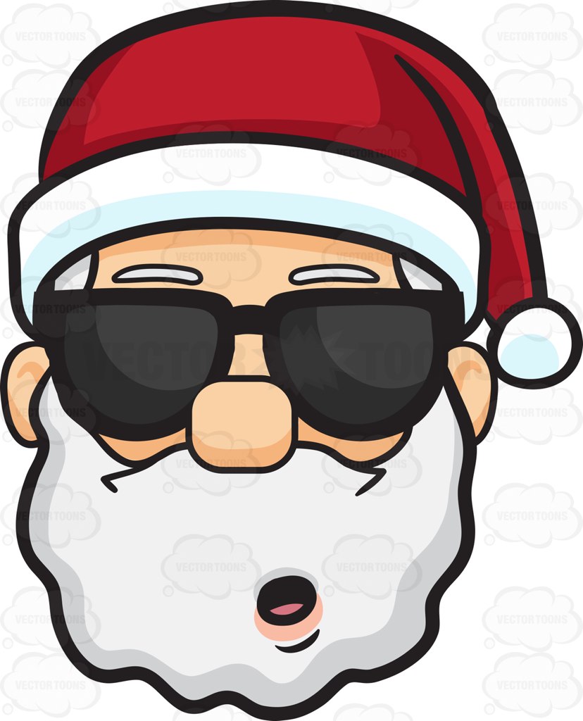 828x1024 A Stunned Face Of Santa Claus In Shades Cartoon Clipart
