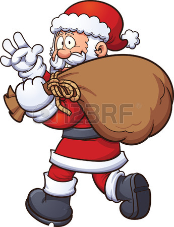 345x450 Santa Claus Holding An Open Bag. Vector Clip Art Illustration