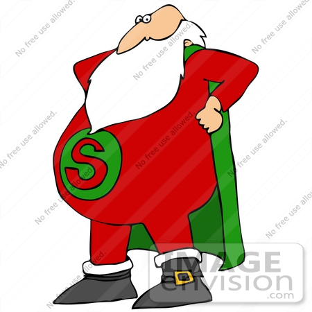 450x450 Clip Art Graphic Of Santa Claus Standing Proud In A Green And Red