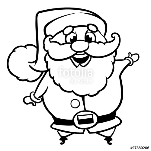 500x500 Black And White Coloring Page Outline Of A Santa Claus. Christmas