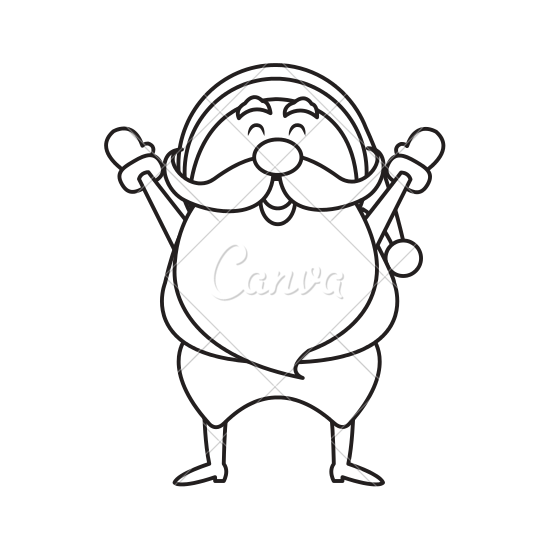 550x550 Cute Christmas Santa Claus Happy Celebration Cartoon Outline