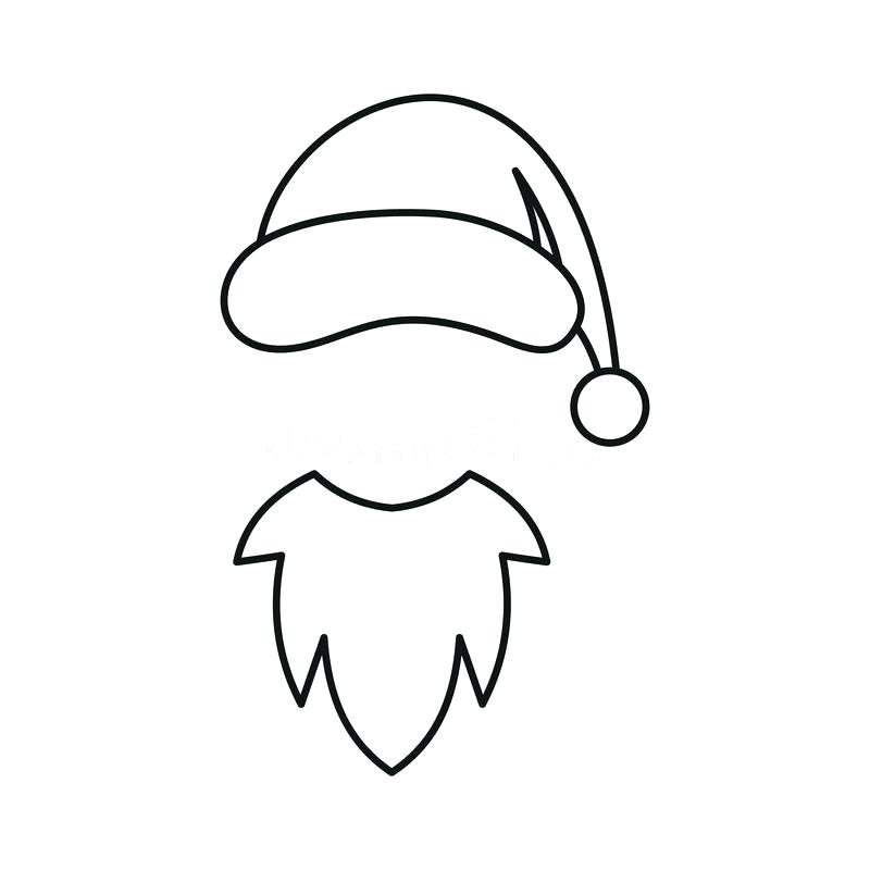 800x800 Santa Claus Outline Download Hat With Pompom And White Beard