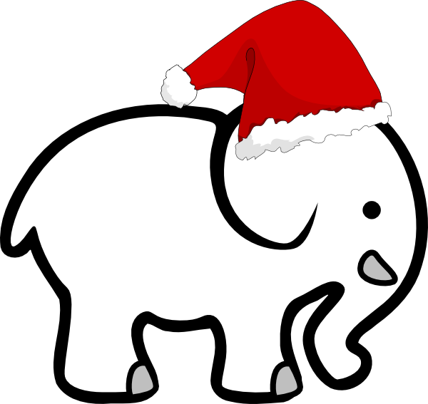 600x567 White Elephant With Santa Hat Png, Svg Clip Art For Web