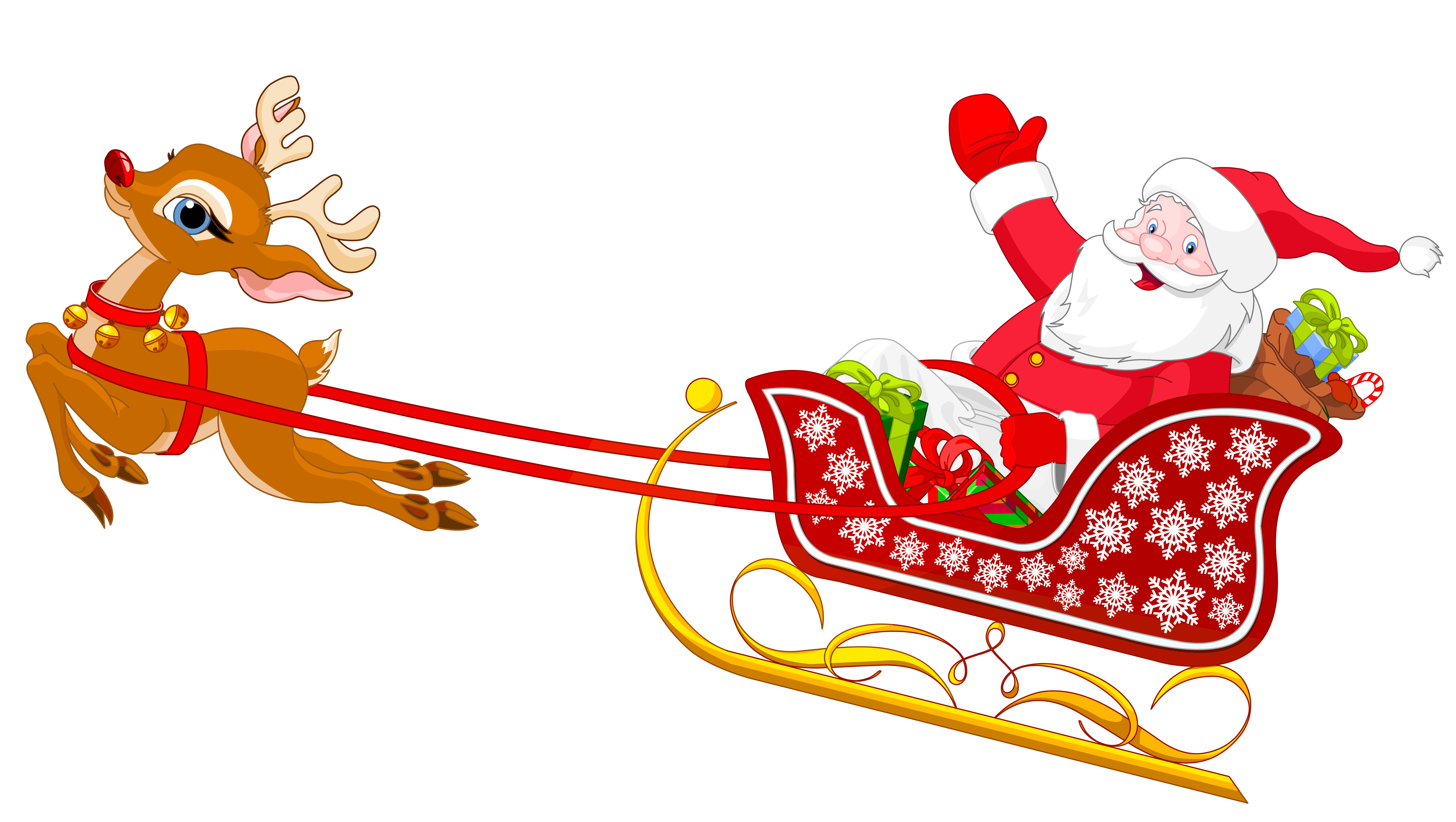6337x3579 Santa And Reindeer Free Clipart