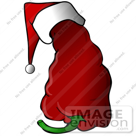 450x450 Clip Art Graphic Of A Red Chili Pepper Wearing A Christmas Santa