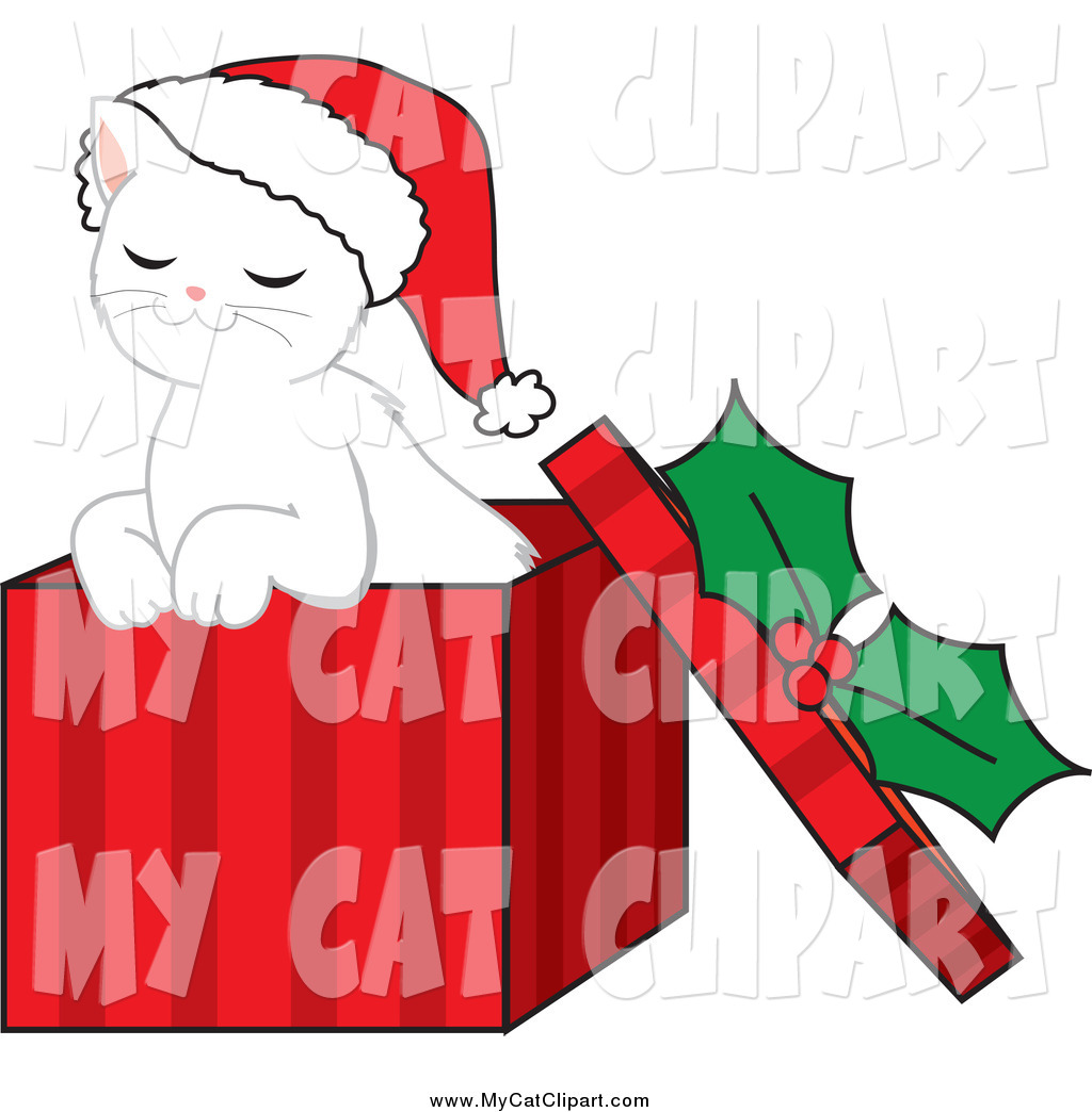 1024x1044 Clip Art Of A Cute White Kitten Wearing A Santa Hat And Sitting