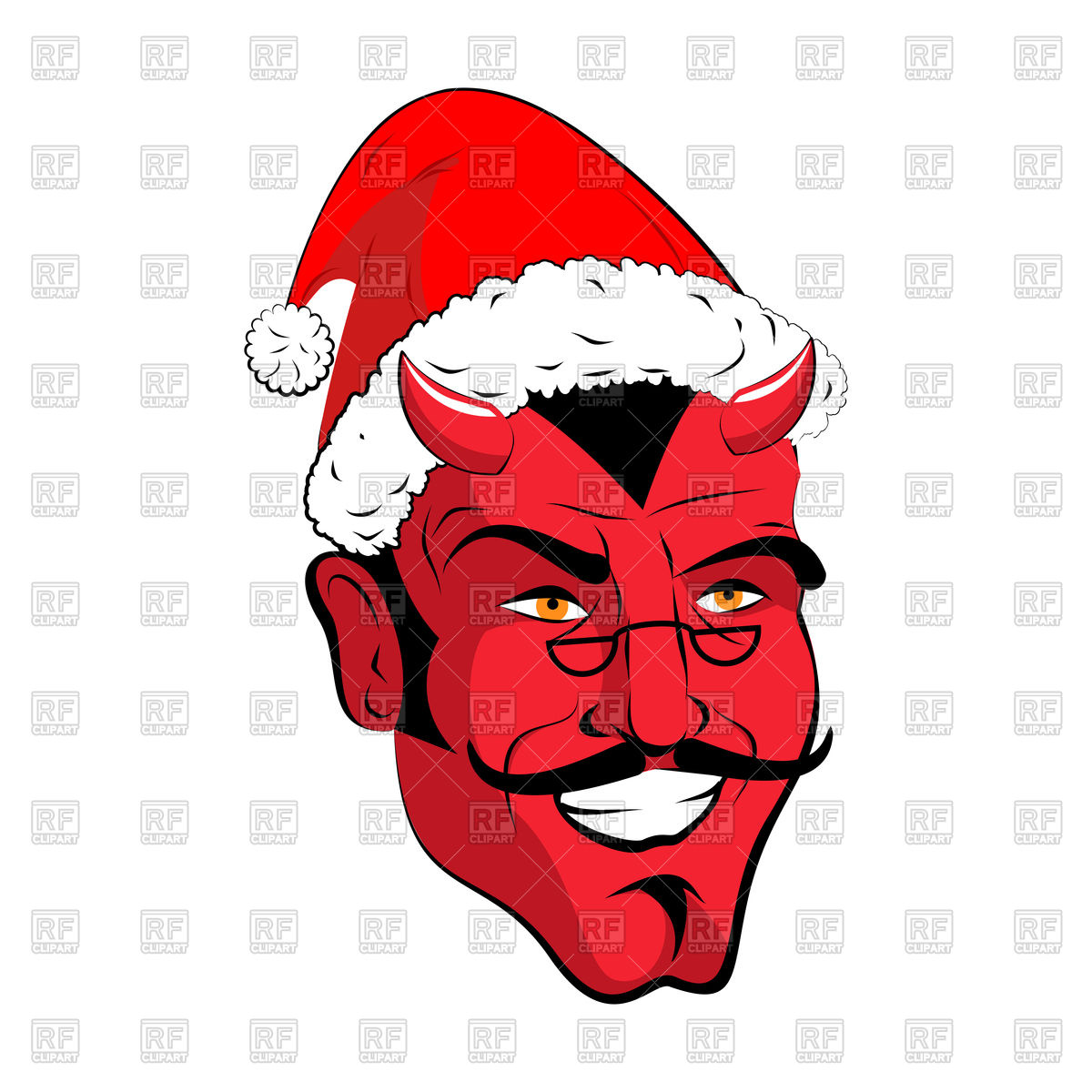 1200x1200 Satan Santa Head, Red Demon With Santa Hat Royalty Free Vector