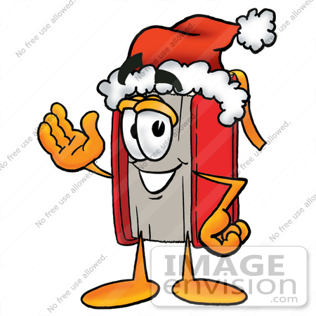 450x450 Clip Art Graphic Of A Book Cartoon Character Wearing A Santa Hat
