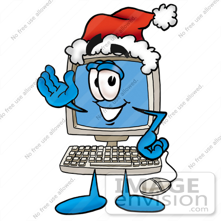 450x450 Cliprt Graphic Of Desktop Computer Cartoon Character Wearing