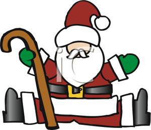 300x258 Of Santa Claus Wearing Green Mittens,sitting With His Legs Apart