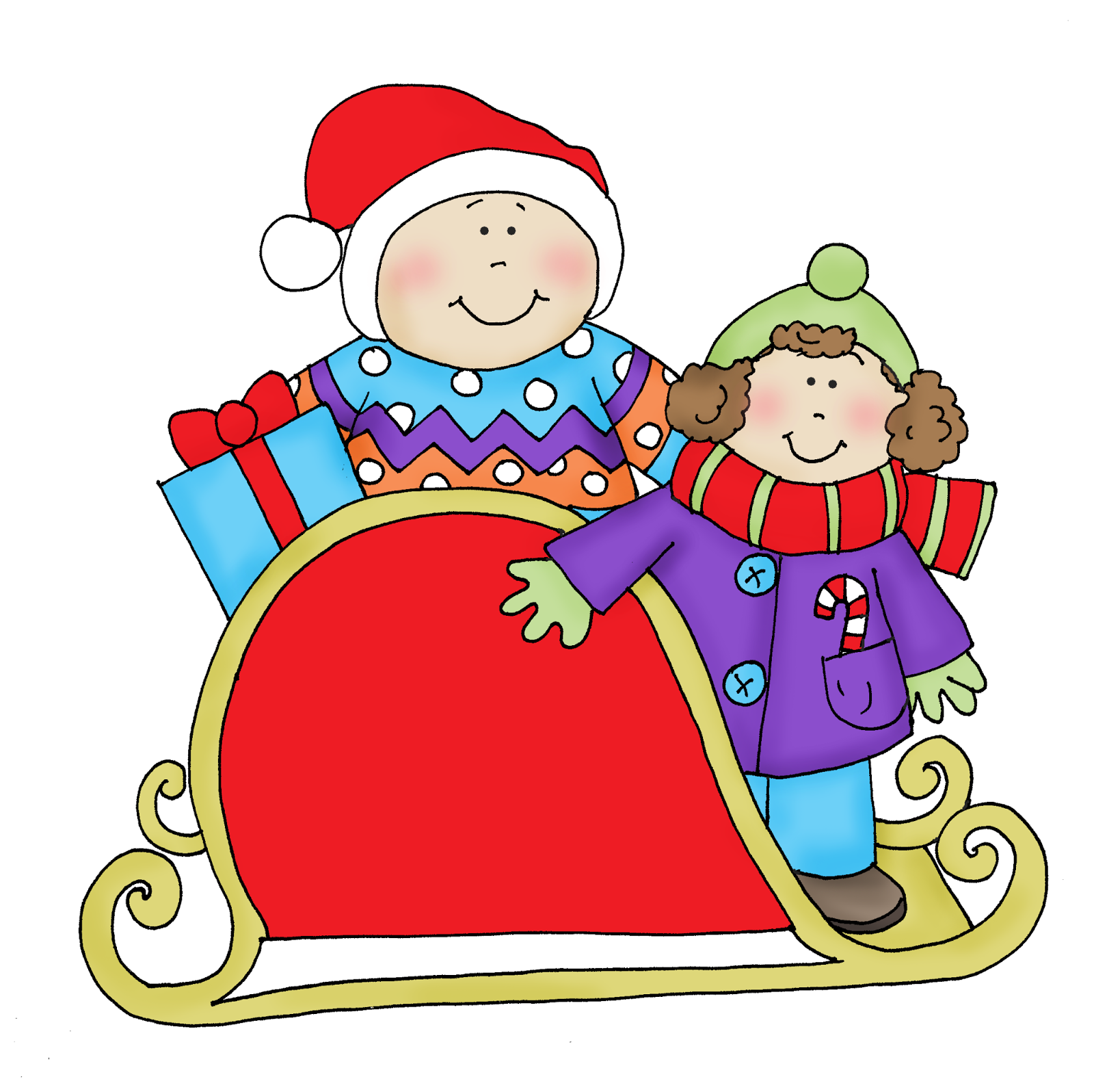1600x1596 Free Dearie Dolls Digi Stamps Kids In Santa's Sleigh