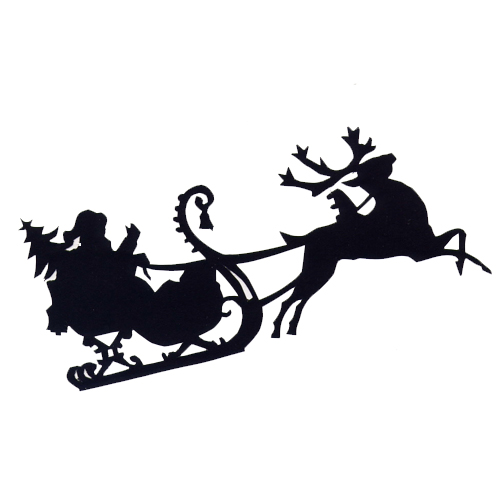 504x504 Santa Sleigh Black And White Clipart