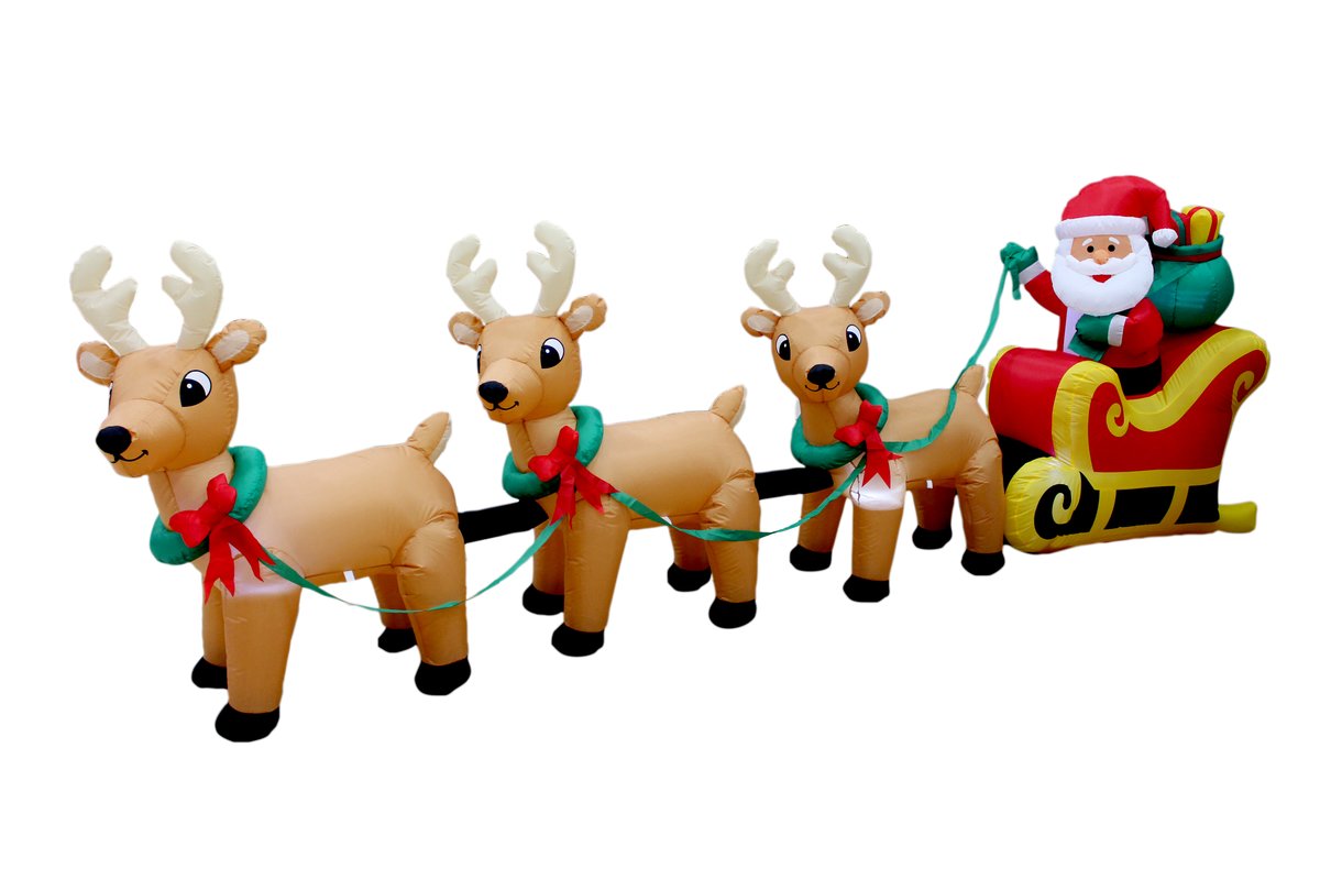 1200x800 Bzb Goods Christmas Inflatable Santa Claus On Sleigh With Three