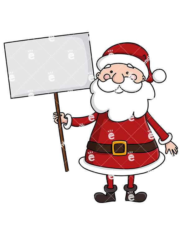 585x755 Santa Claus Holding A Blank Sign Vector Clipart