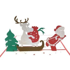 300x300 Santa Pulling The Sleigh 3d Pop Up Christmas Card Ebay