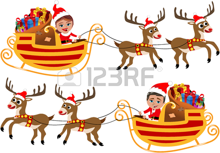 450x314 Reindeer And Santa Claus Hugging And Taking Selfie Isolated