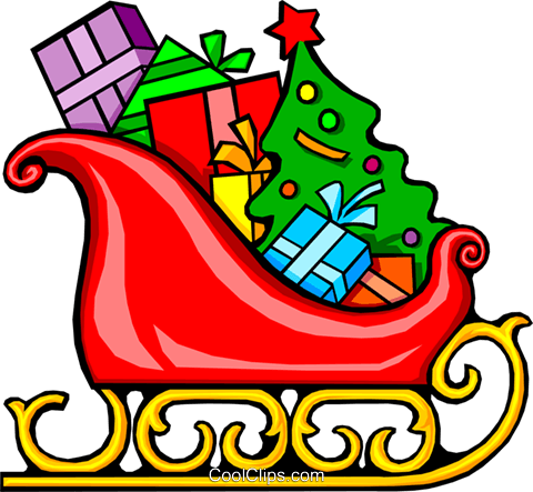 480x443 Santa's Sleigh Royalty Free Vector Clip Art Illustration Even0101