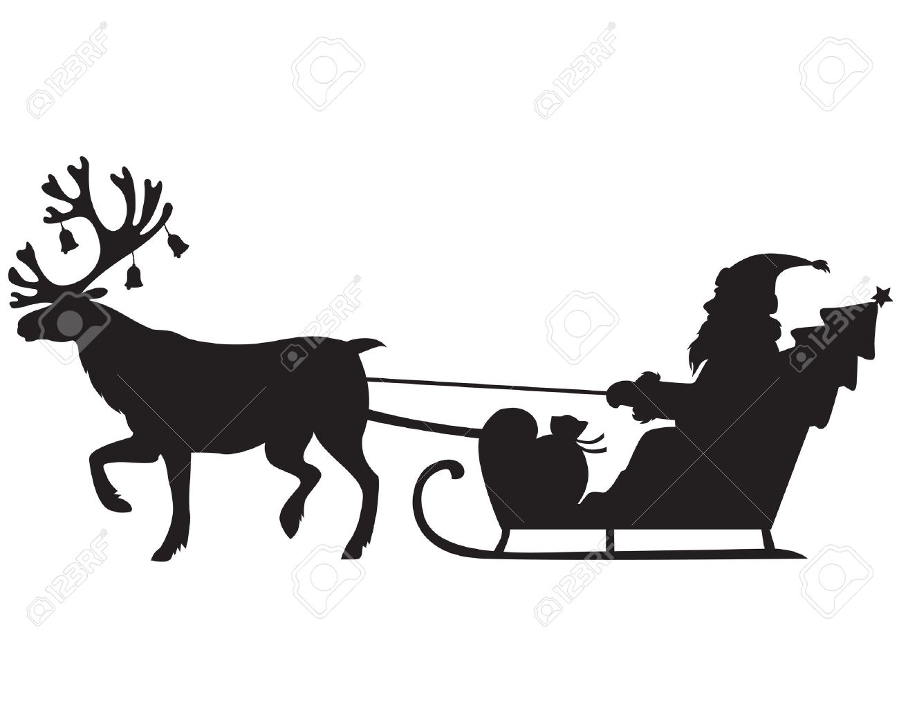 1300x1040 Silhouette Image Of Santa Claus Riding A Sleigh With Reindeer