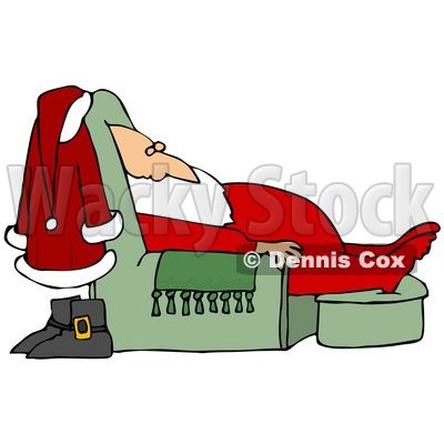 400x400 Sleeping On His Santa Sleigh Clipart