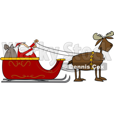 400x400 Of A Moose Pulling Santa In His Christmas Sleigh