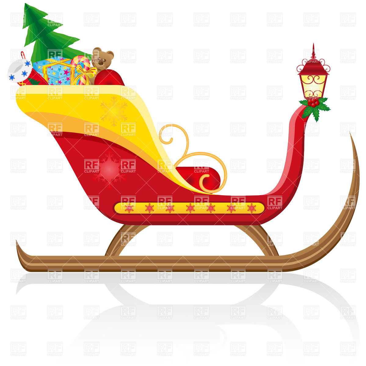 1199x1200 Santa Claus' Christmas Sleigh With Gifts Royalty Free Vector Clip