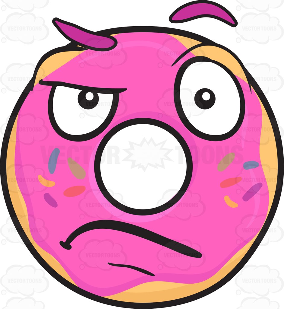 942x1024 Angered Look On Donut Emoji Cartoon Clipart