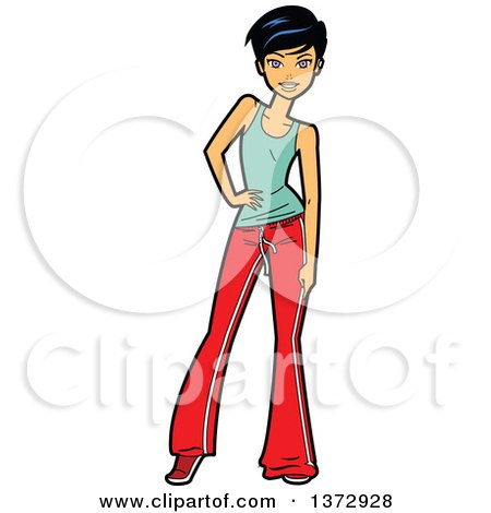 450x470 Clipart Of A Sassy Young Woman Posing With Attitude