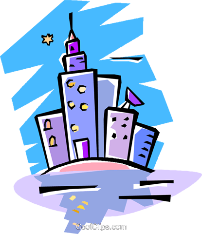 415x480 Office Building With A Satellite Dish Royalty Free Vector Clip Art