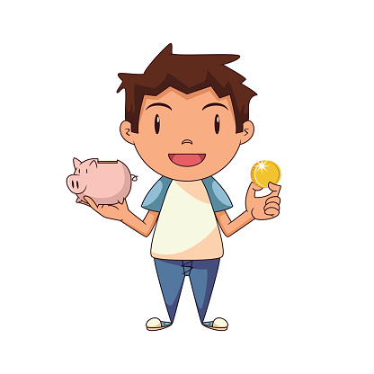 416x416 Kids Saving Money Clipart