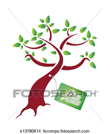 384x470 Clipart Of Save Our Plantet Tag On Tree. K13780614