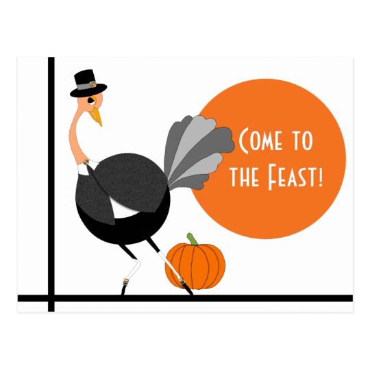 540x540 Thanksgiving Pilgrim Ostrich Save The Date Postcard