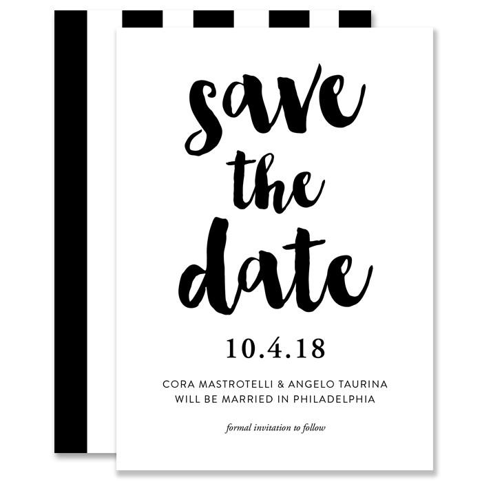 700x700 Save The Date Cards Black + White Stripe Modern Classic Elegant