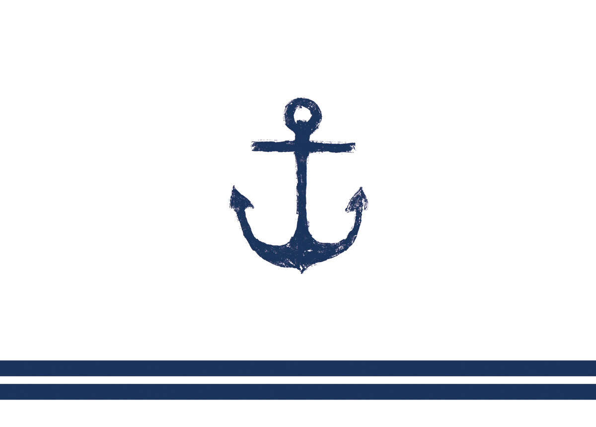 1200x860 Save The Date (Back). Hand Drawn Anchor. Josh Lewis