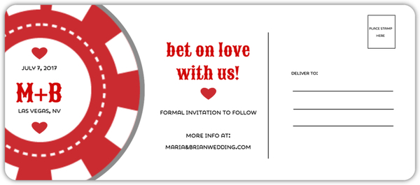 600x265 Lucky In Love Vegas Save Date Postcard Las Vegas Save