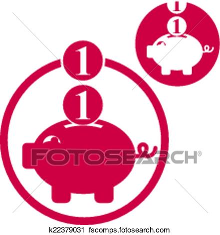441x470 Clipart Of Piggy Bank, Coins Cash Money Savings Theme Vector