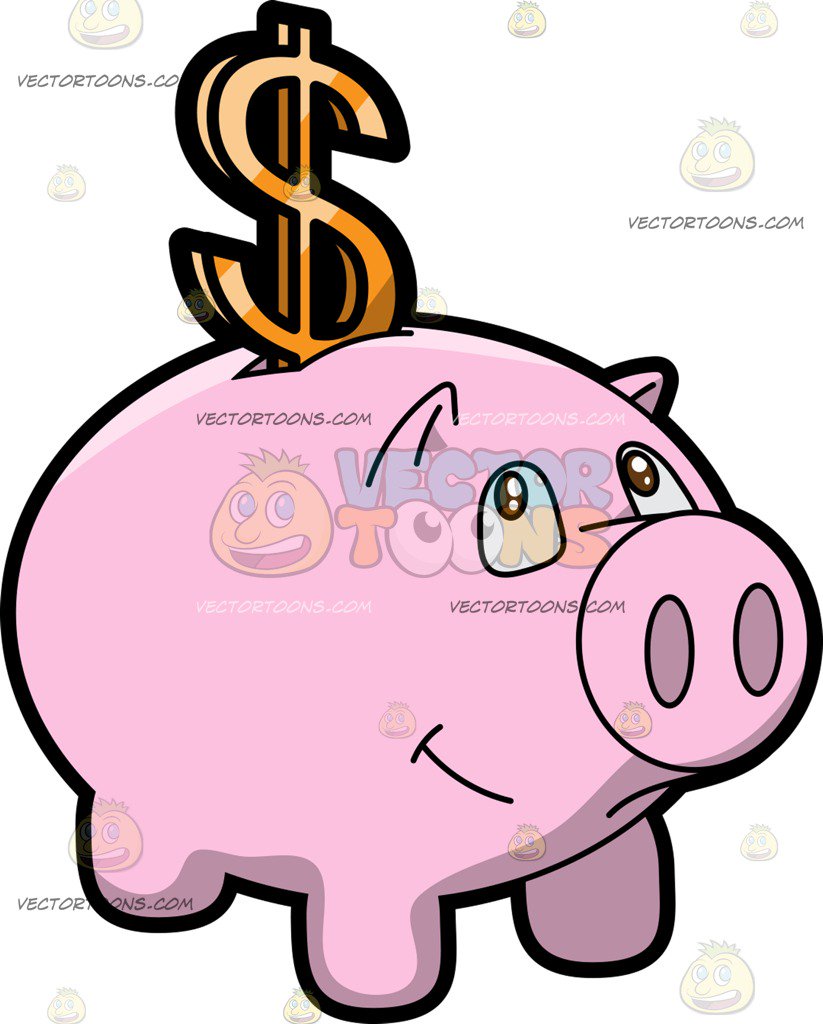 823x1024 A Piggy Bank Dollar Savings Cartoon Clipart